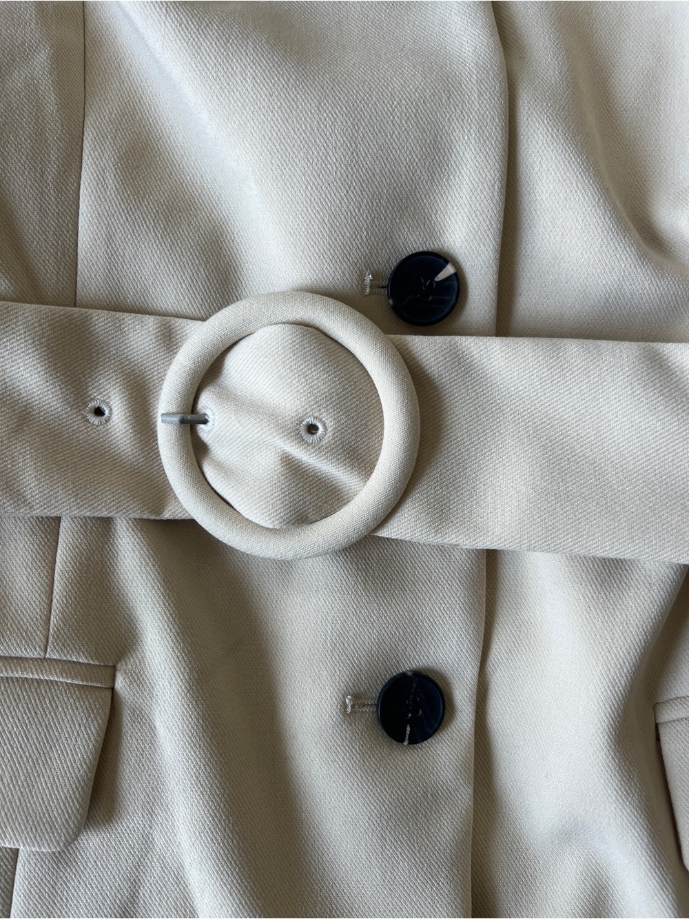 Cream Long Overcoat with Belt - Picture 9 of 14